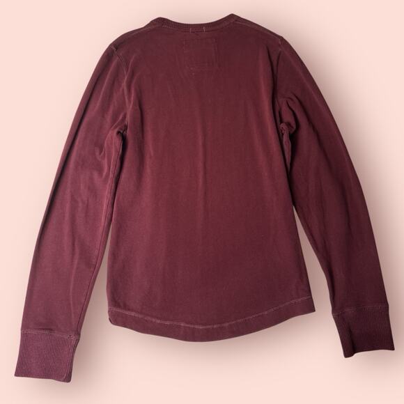 Vtg Abercrombie & Fitch Muscle Shirt Mens Medium Maroon Striped Long Sleeve Y2K - Picture 4 of 4